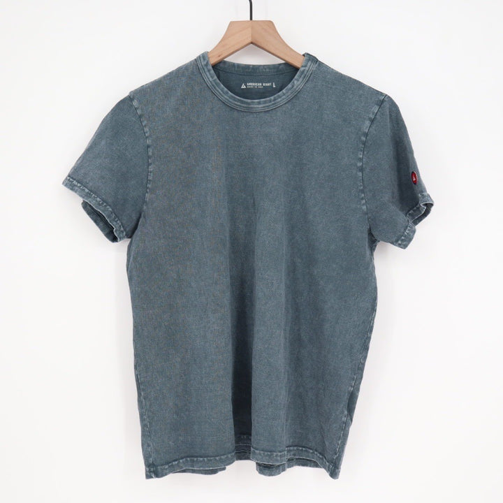 American Giant Washed Cotton TShirt Teal Crew Neck Short Sleeve Size L Made USA