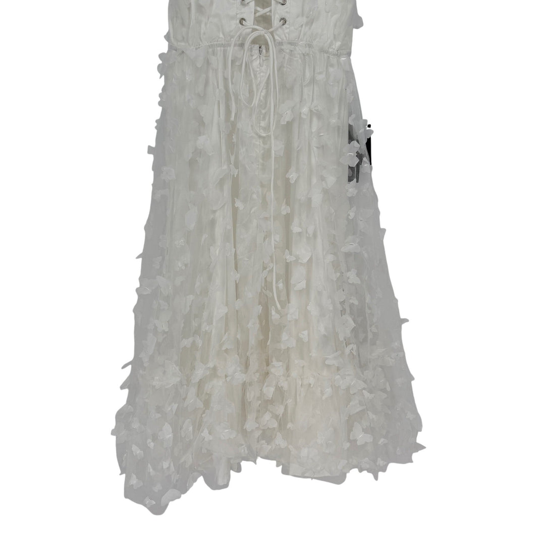 Lulus Time To Fly White Butterfly Lace-Up Midi Dress Size S
