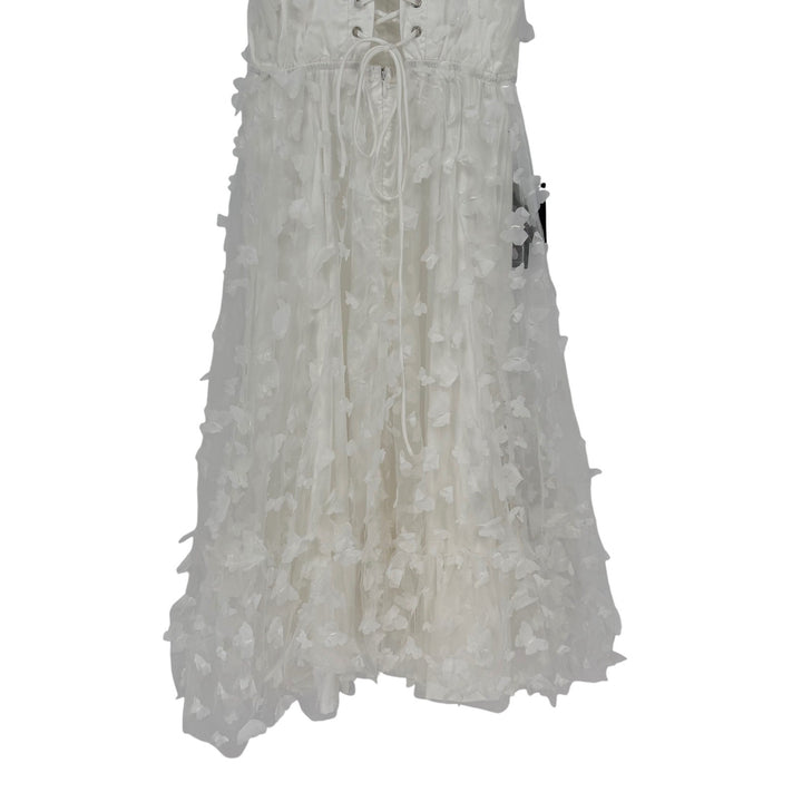 Lulus Time To Fly White Butterfly Lace-Up Midi Dress Size S