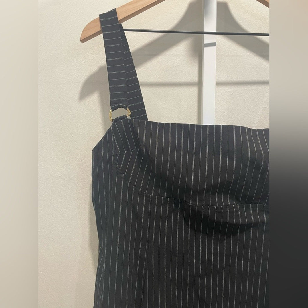 Asos Design Pinstripe Bengaline Bodycon Mini Dress With D-Ring Details Size 14