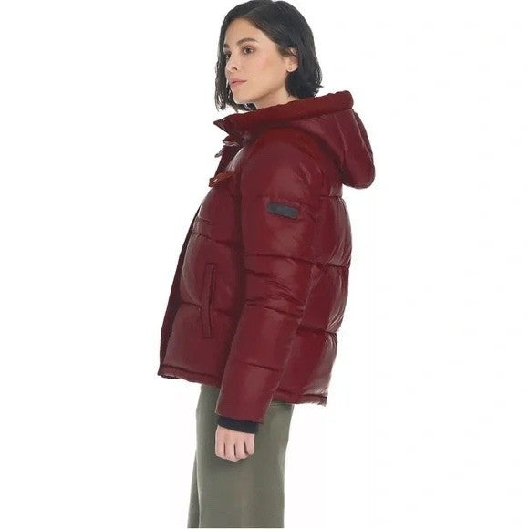 Koolaburra by UGG Burgundy Corduroy Puffer Hooded Jacket Size S/P