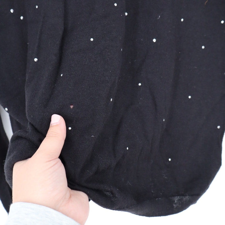 Joie Black Sparkle Sequin Embellished Crew Neck Sweater Size L