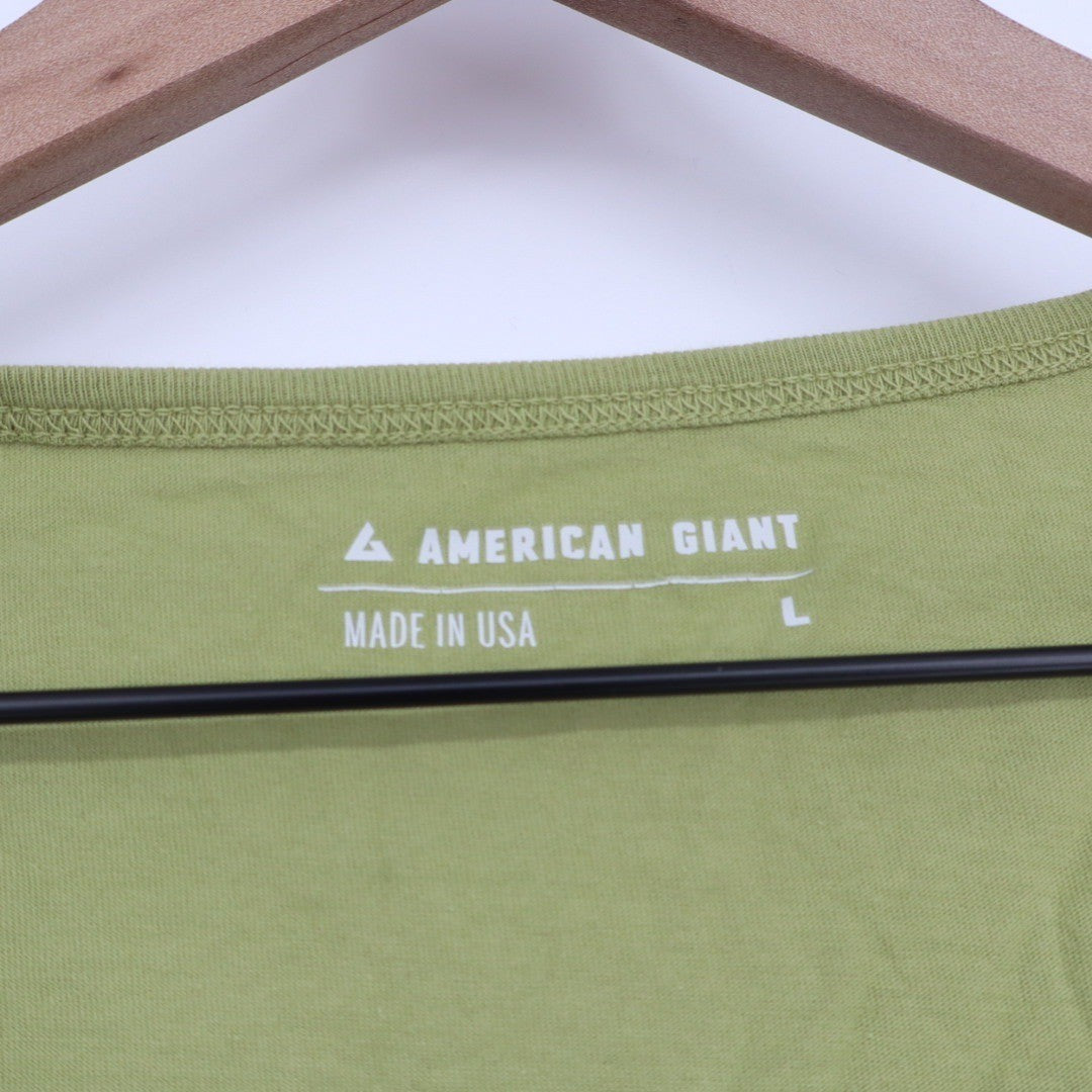 American Giant Classic Crew Neck T Shirt Green Size L Made in USA Cotton