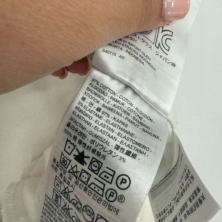 Levis 721 Jeans Womens 29 White Logo Denim High Rise Skinny Leg Cotton Stretch