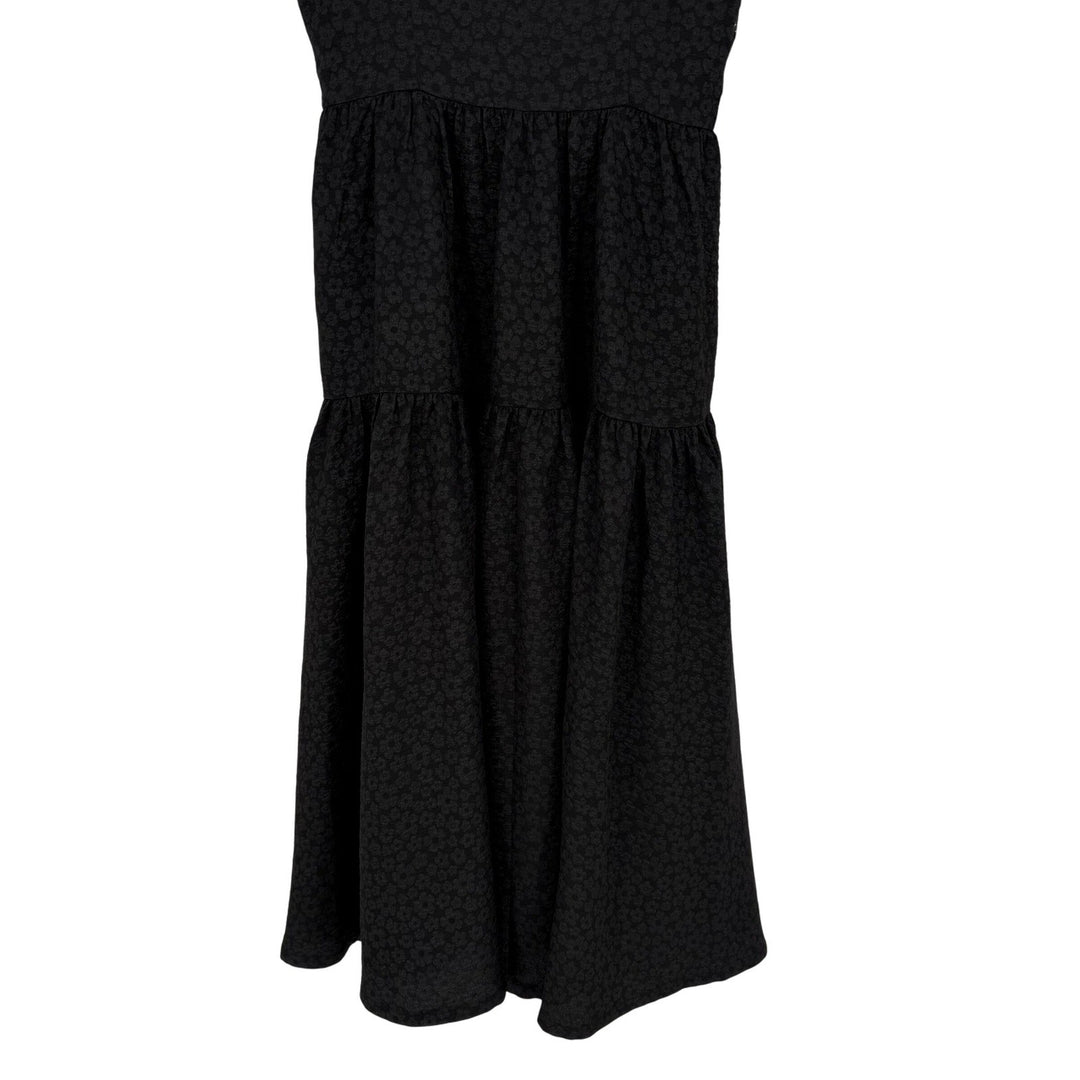 Chelsea 28 Black Textured Jacquard Tiered Midi Dress Size XS