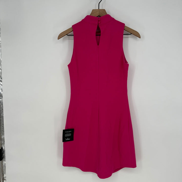 Lulus Eye-Catching Charm Hot Pink Mock Neck Sleeveless Mini Dress Size S