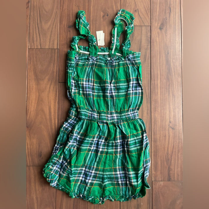 Aerie Plaid Green Flannel Pajama Romper Size XXS
