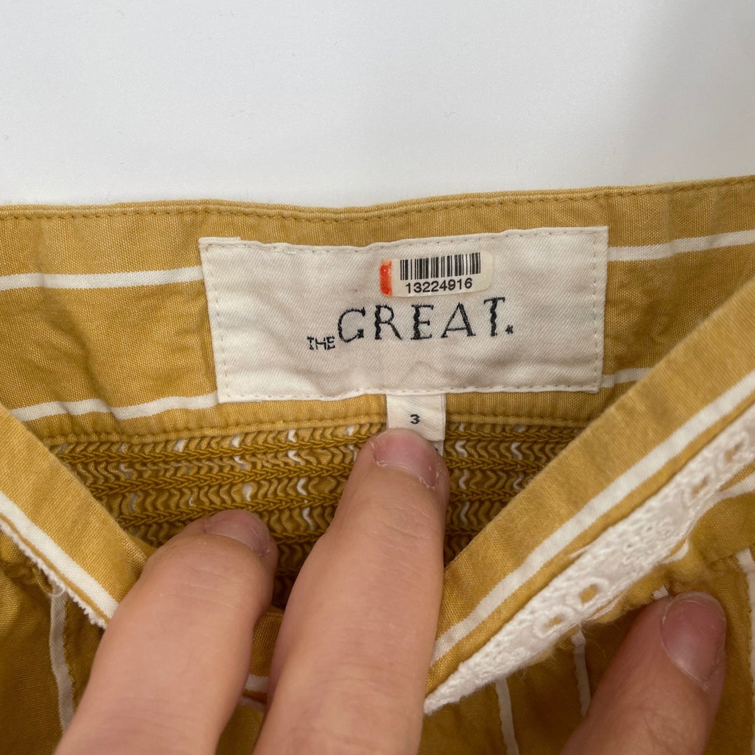 The Great Yellow Striped Smocked Midi Dress Size 3 Cotton Sun Dress