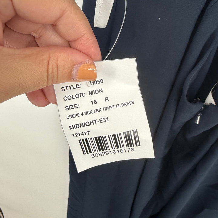 Thread Criss-Cross Cutout Back Maxi Dress With Front Slit In Midnight Navy