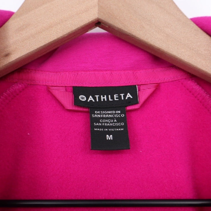 Athleta Triumph Hoodie Zip Up Full Zip Jacket Bright Pink Size Medium Thumbholes