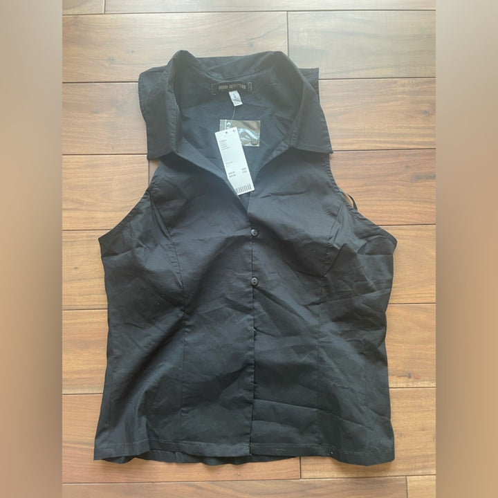 Urban Outfitters Party Girl Cotton-Blend Button Down Sleeveless Top Size L