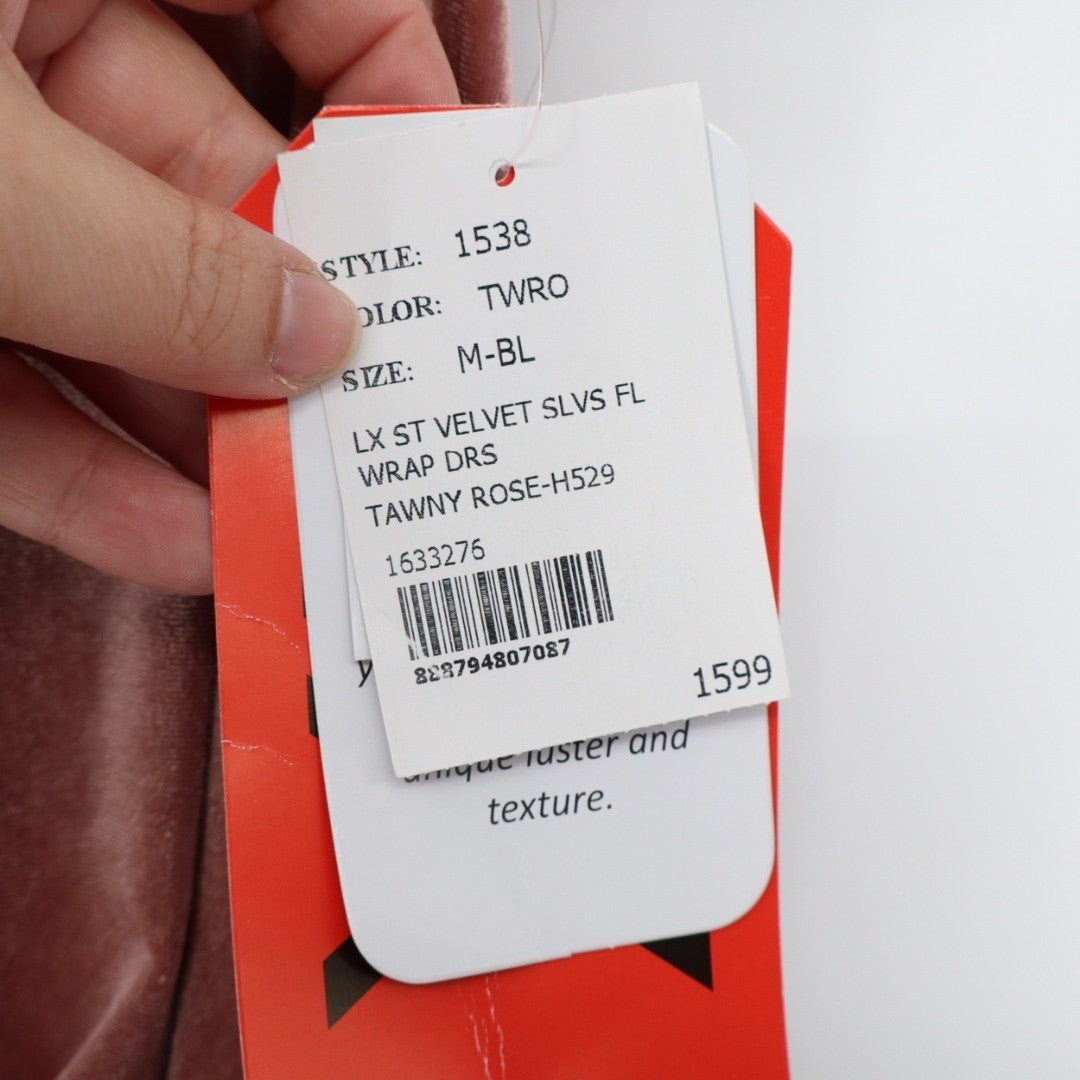 AFTER SIX Velvet Maxi Wrap Dress In Tawny Rose Size M