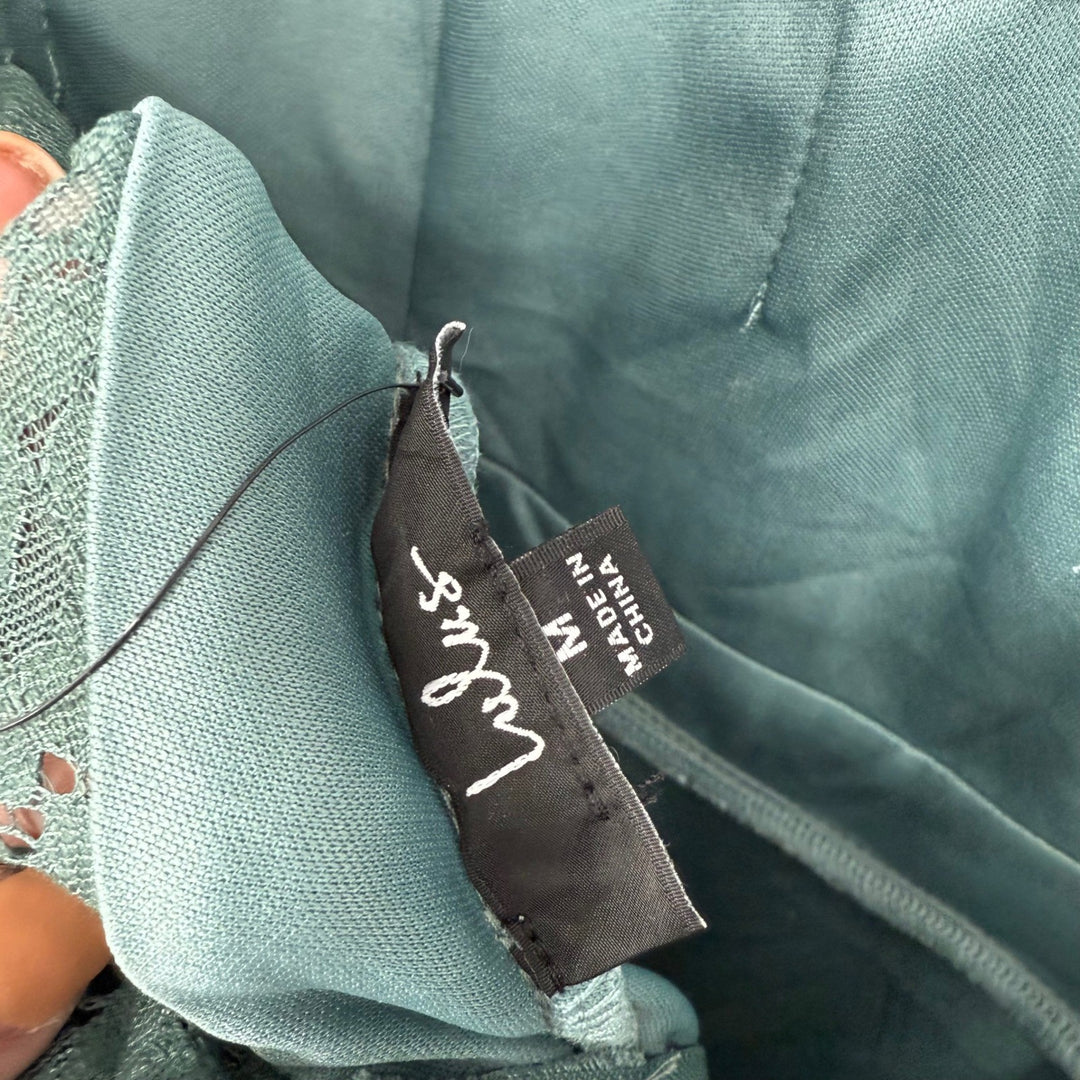 Lulus Momentous Moments Dark Green Lace Blackness Maxi Dress Size M