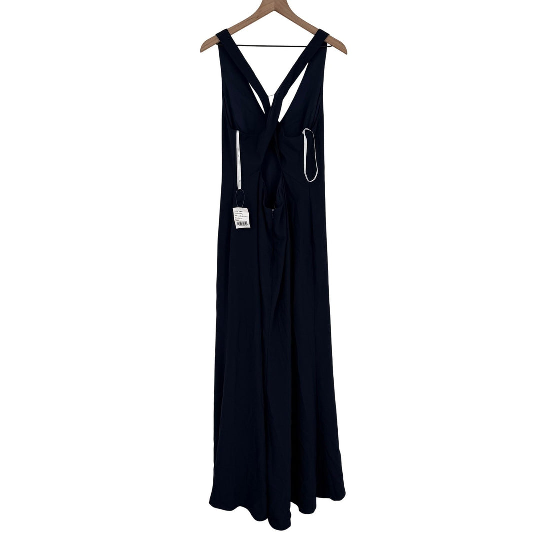 Thread Criss-Cross Cutout Back Maxi Dress With Front Slit In Midnight Navy