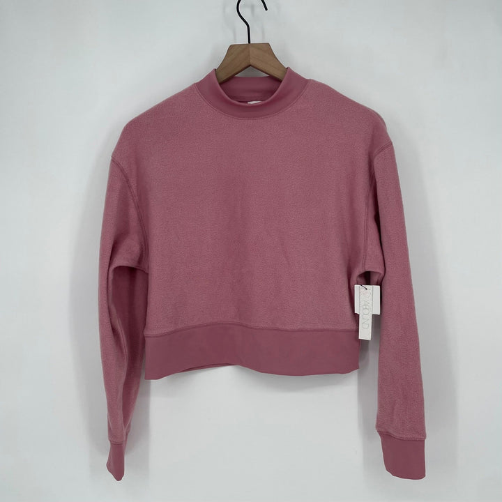 Abound Mock Neck Cropped Fleece Sweatshirt Dusty Rose Pink XS