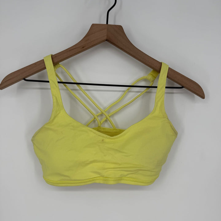 Lululemon Energy Bra Neon Yellow Crisscross Straps Athletic Top Size 4