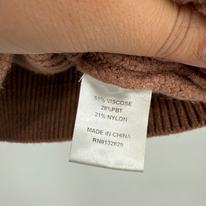 Lovers + Friends Tove Sweater in Camel Cutout Turtleneck Ribbed Knit Pullover S