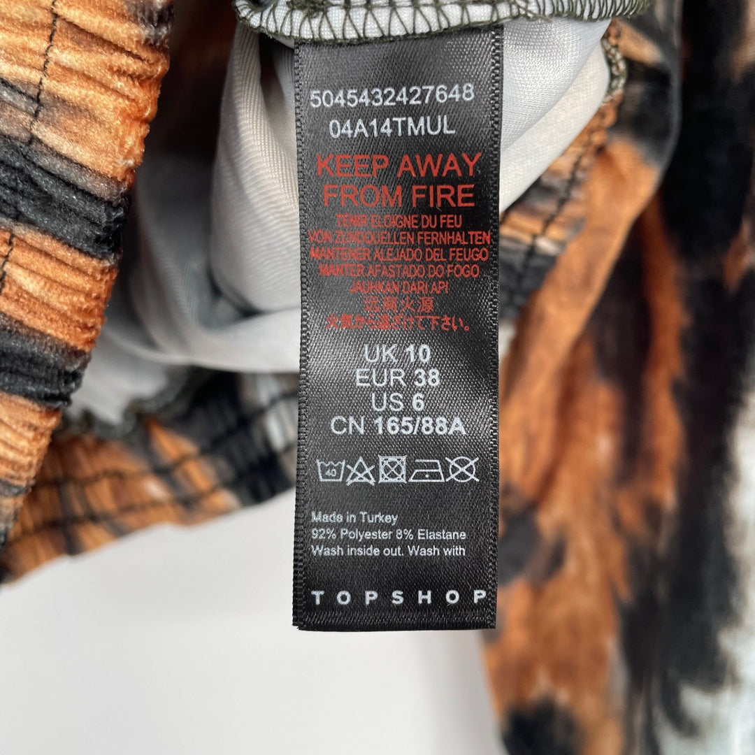 TOPSHOP Tie Dye Cropped Sweatshirt Long Sleeve Crewneck Orange Black Size 6