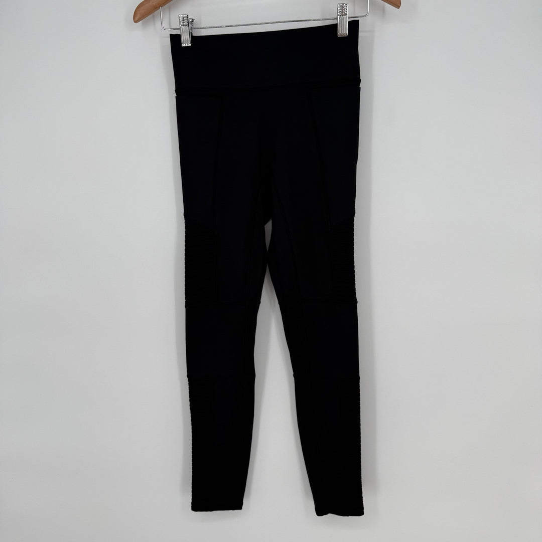 Fabletics Black Moto Ribbed High Waisted Athleisure Leggings Size S