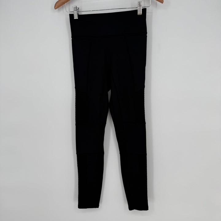 Fabletics Black Moto Ribbed High Waisted Athleisure Leggings Size S