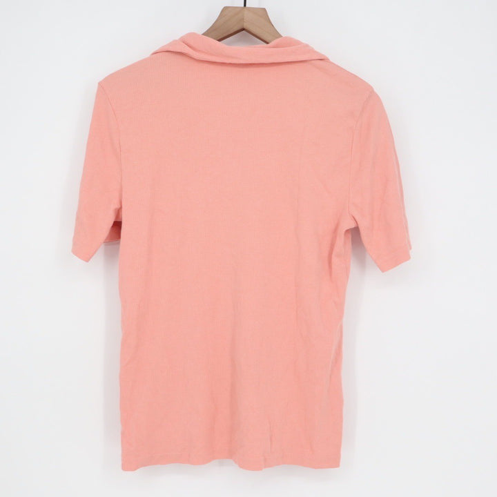 American Giant Coral Ribbed Polo Shirt Short Sleeve Collared Top Size L