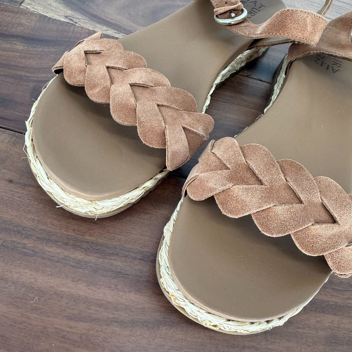 Naturalizer Sandals Womens Size 11 N Tea Brown Leather Neila Ankle Strap Braided