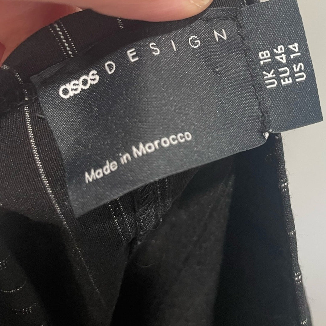 Asos Design Pinstripe Bengaline Bodycon Mini Dress With D-Ring Details Size 14