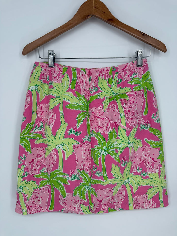 Lilly Pulitzer Straight & Pencil Skirt Womens 4 Multicolor Elephant Floral Print
