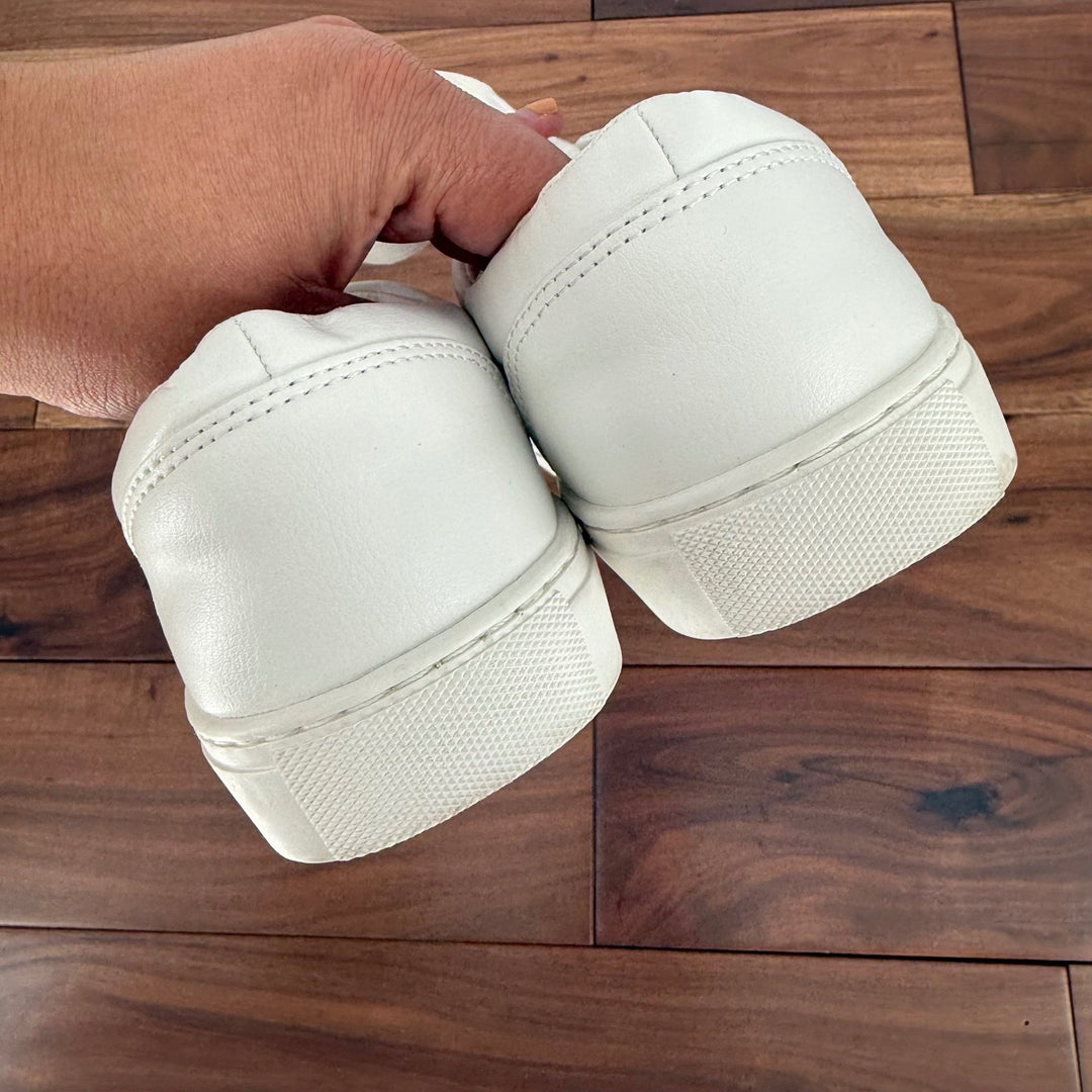 J. Crew White Leather Lace Up Low Top Sneakers Women's Size 8.5 Casual Shoes