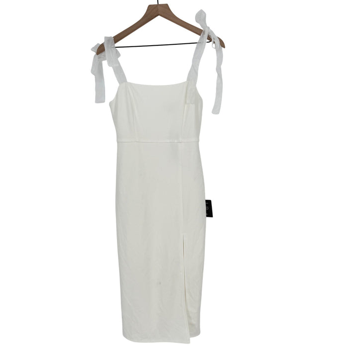 Lulus Romantic Celebration White Tie-Strap Bodycon Midi Dress Size S