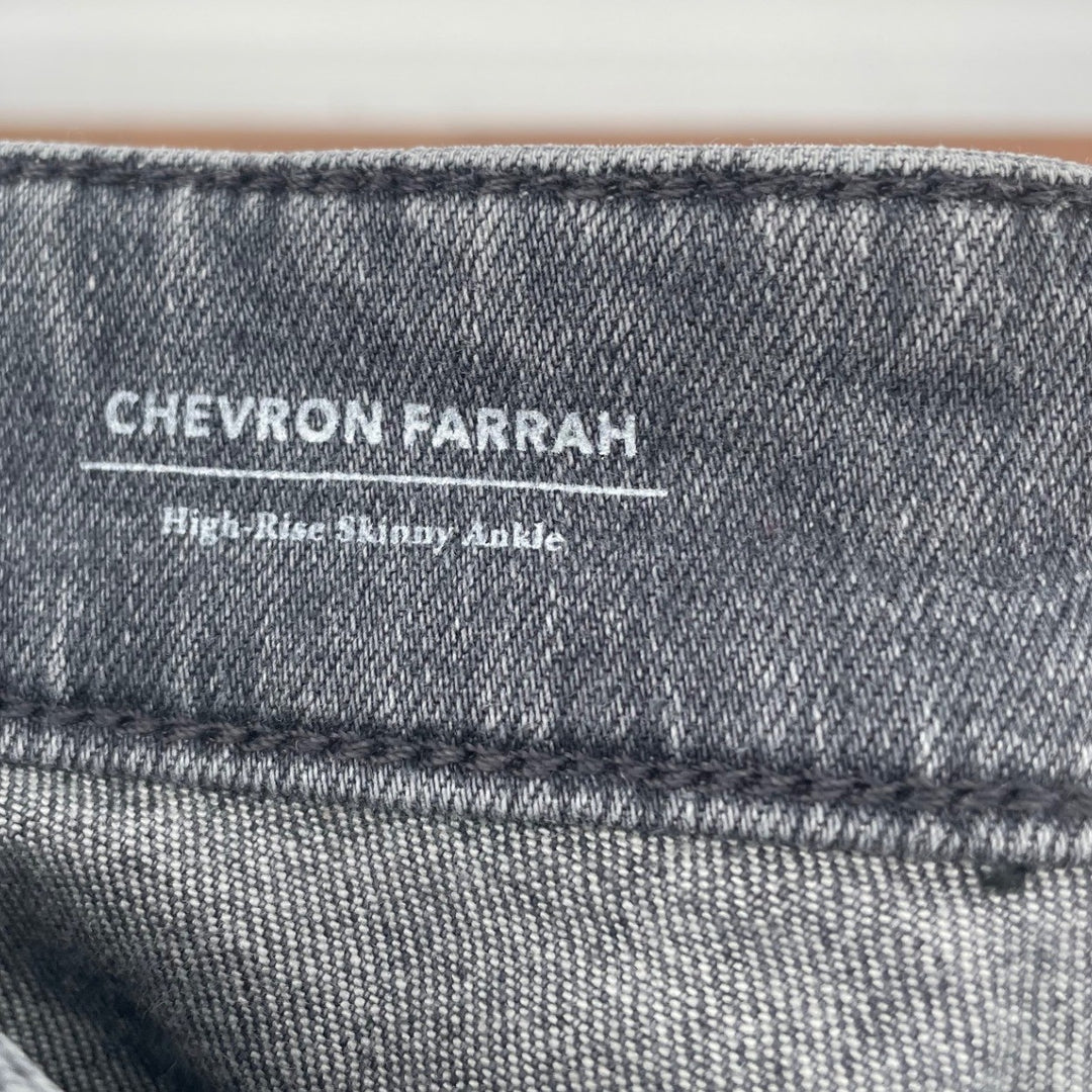 AG Adriano Goldschmied Chevron Farrah High Rise Skinny Ankle Jeans Gray Size 26