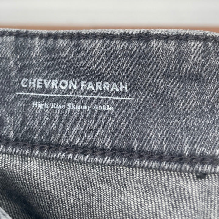 AG Adriano Goldschmied Chevron Farrah High Rise Skinny Ankle Jeans Gray Size 26