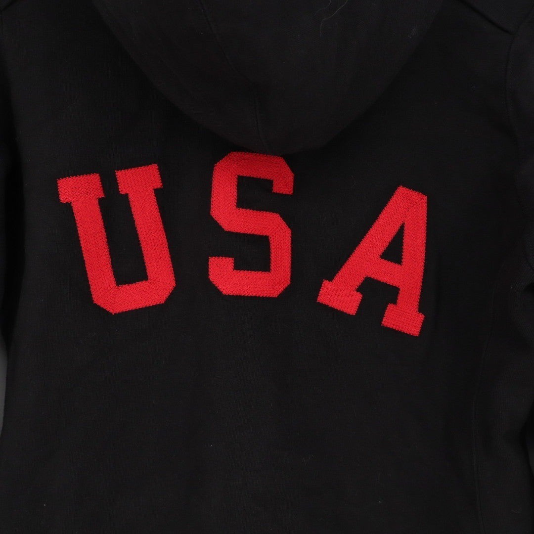American Giant Womens Black Full Zip Hoodie USA Graphic Fleece Lined Size M