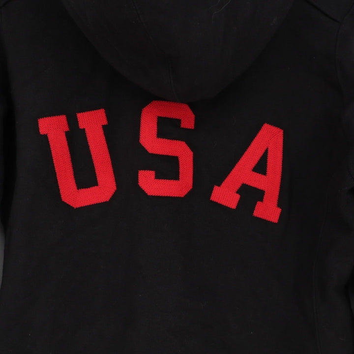 American Giant Womens Black Full Zip Hoodie USA Graphic Fleece Lined Size M