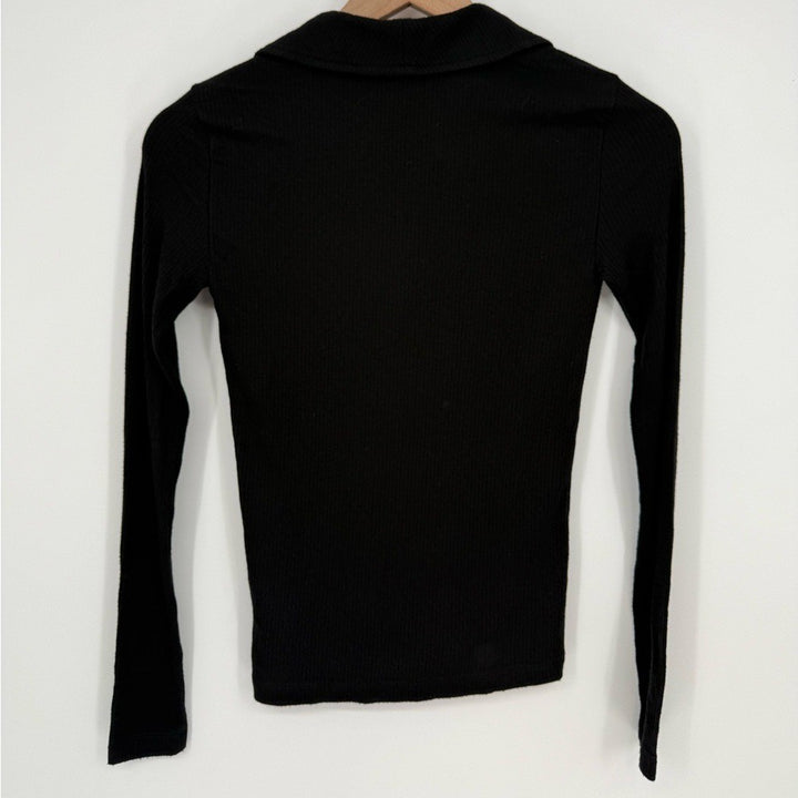 Madewell Drapey Rib Long-Sleeve Polo Top Size XXS