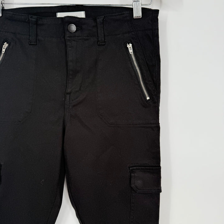 Level 99 Black Skinny Cargo Pants Zip Pockets Womens Size 29