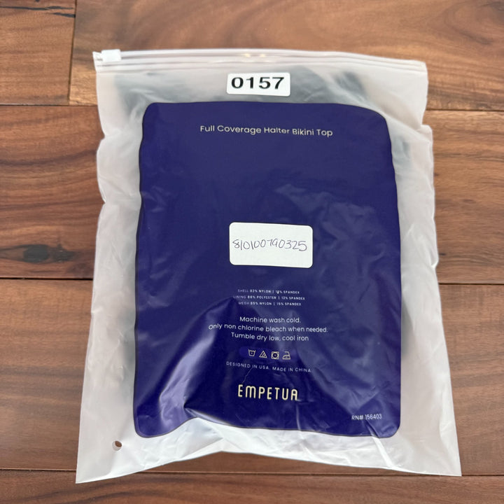 Shapermint Essentials Full Coverage Halter Bikini Top Womens 2XL Black Back Ties