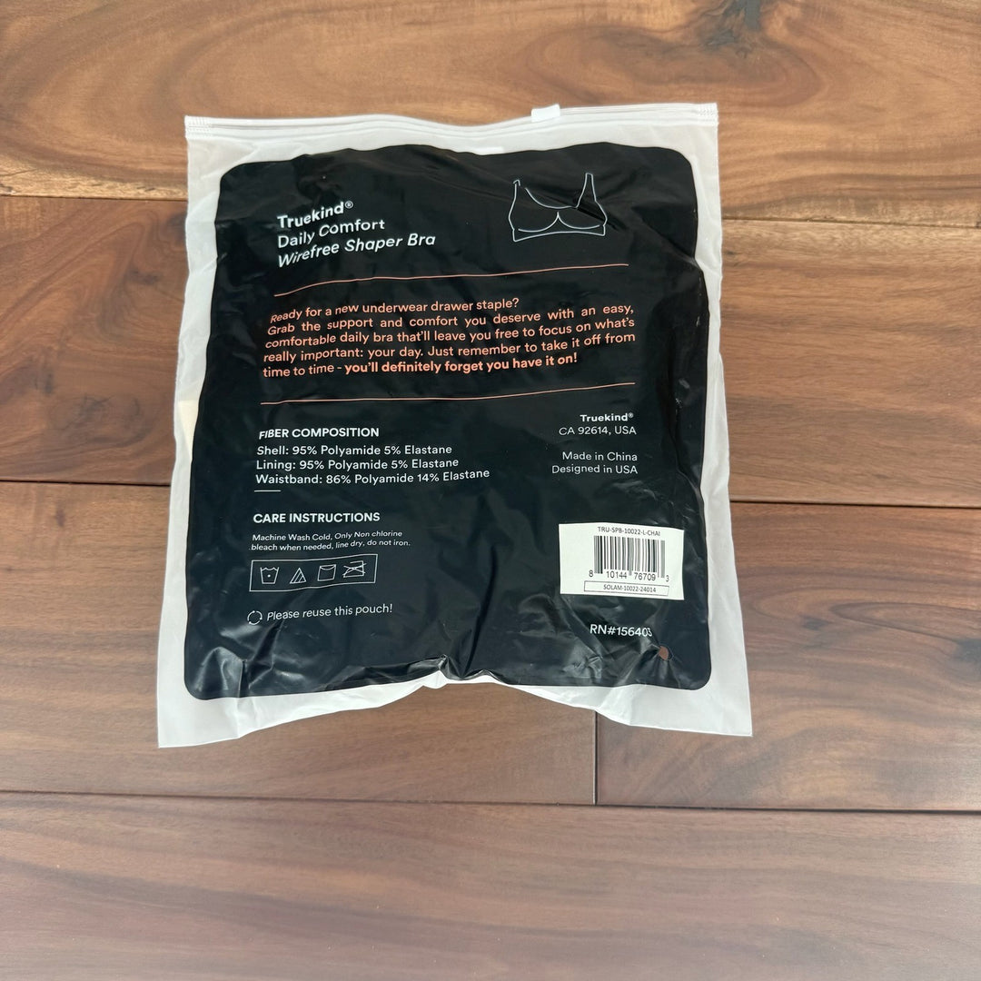 Truekind Daily Comfort Wirefree Shaper Bra Nude Seamless Stretch Bralette L