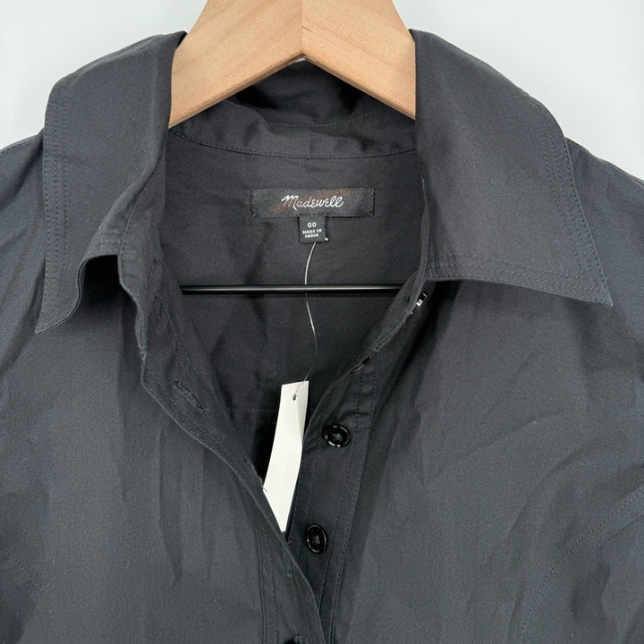 Madewell Seamed Long-Sleeve Mini Shirtdress in Poplin Size 00