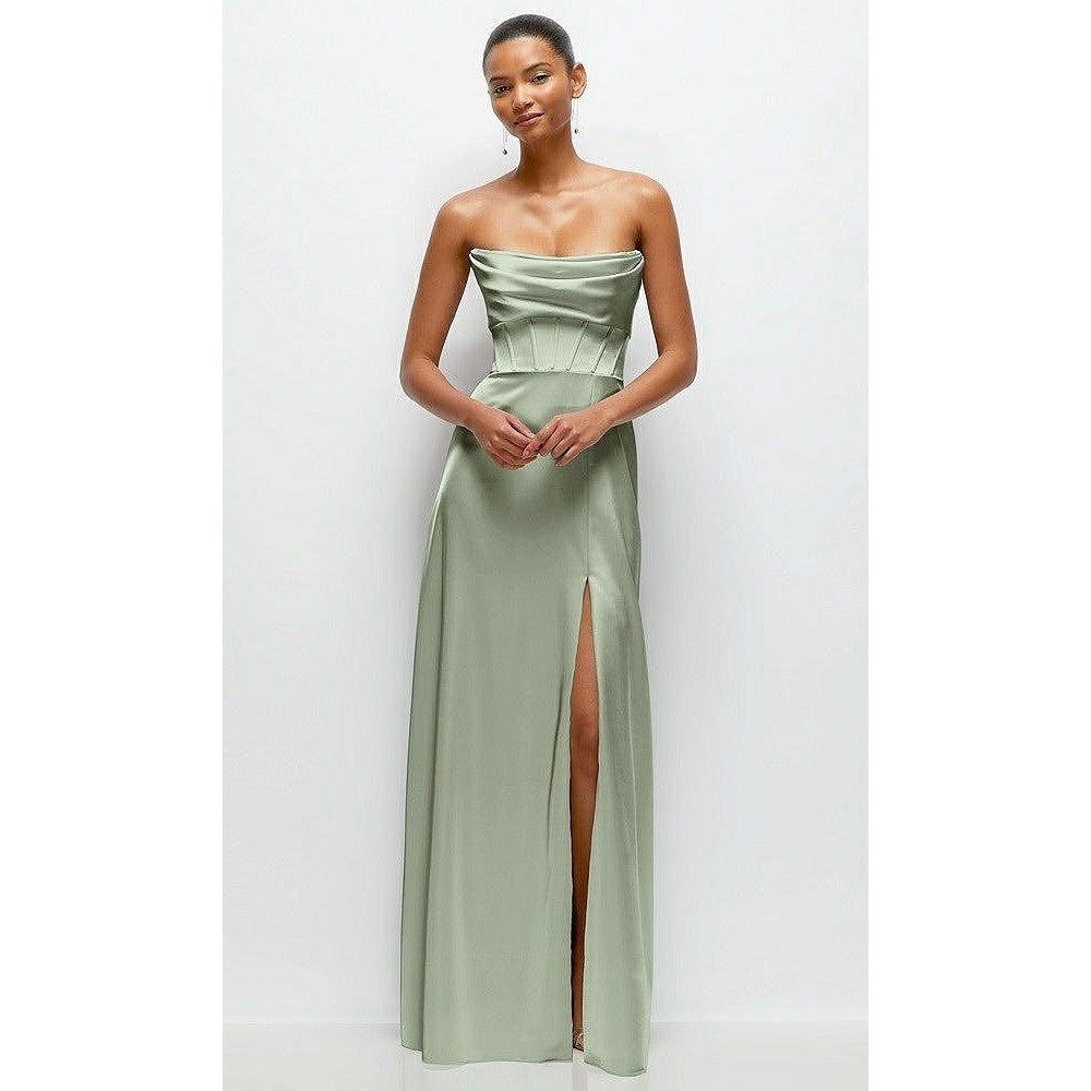 After Six A-Line Satin Maxi Dress With Convertible Off-The-Shoulder Dress