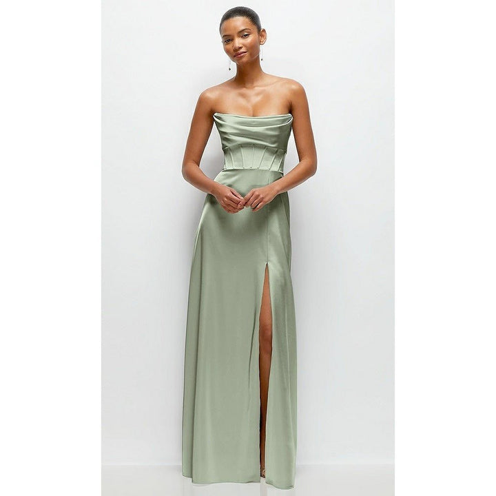 After Six A-Line Satin Maxi Dress With Convertible Off-The-Shoulder Dress