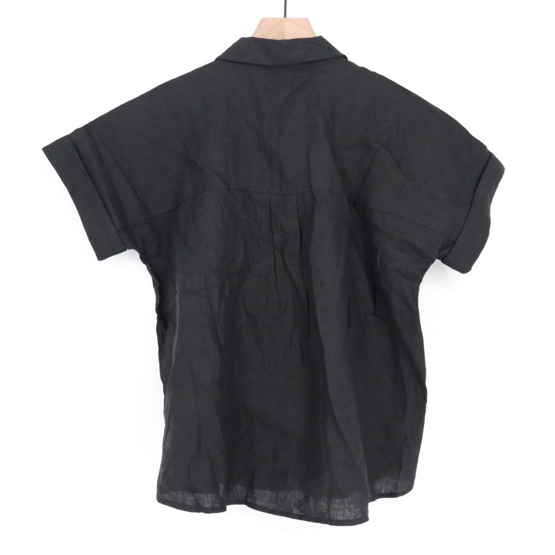 American Giant Black Women's Linen Shirt Size XS Made In USA