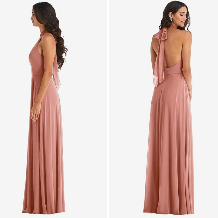 After Six High Neck Halter Backless Maxi Dress Size 14