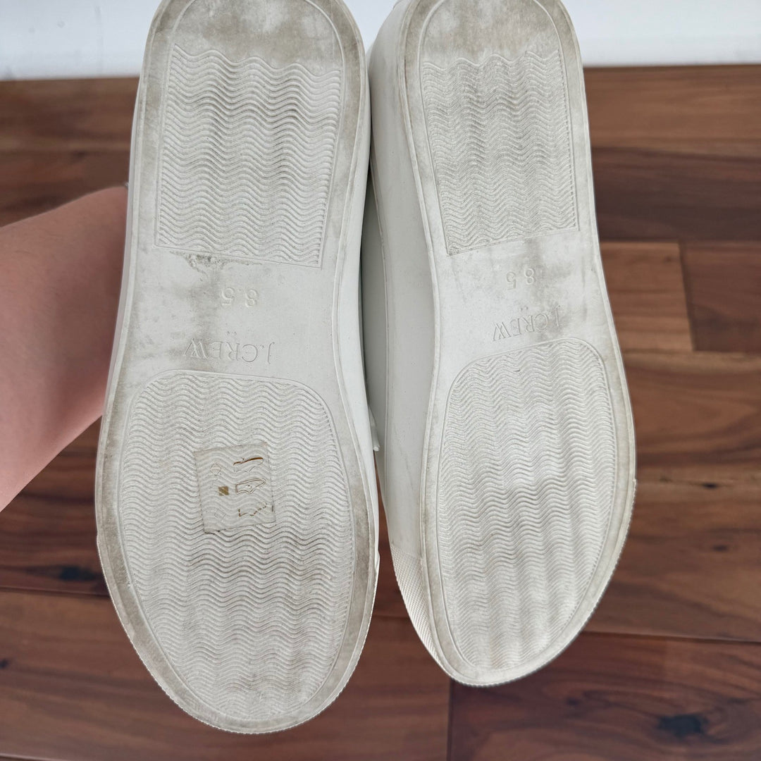 J. Crew White Leather Lace Up Low Top Sneakers Women's Size 8.5 Casual Shoes