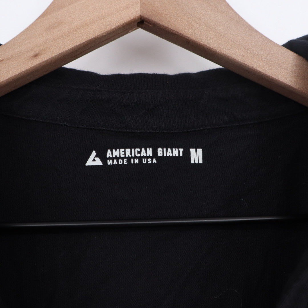 American Giant Black Long Sleeve Collared Shirt Dress Size M Made USA Cotton