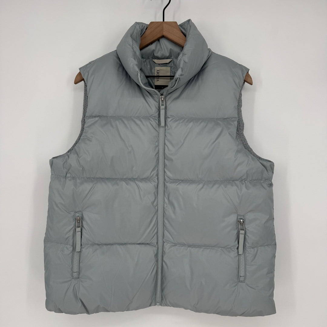 Vuori Women's Hillside Down Vest Puffer Gray Size L Full Zip Insulated