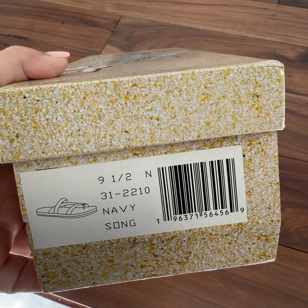 Easy Street Sandals Womens Size 9.5 N Navy Leather Song Slide Braided Slip On