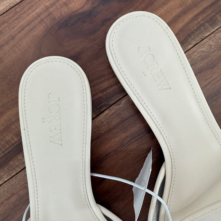 J. Crew Women's Cream Mesh Slide Sandals Size 8