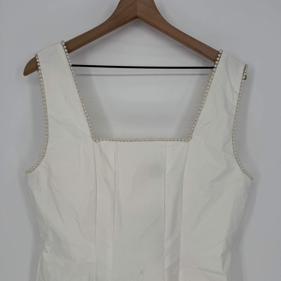 Lulus Pure Hearted White Pearl Square Neck Sleeveless Mini Dress Size XL
