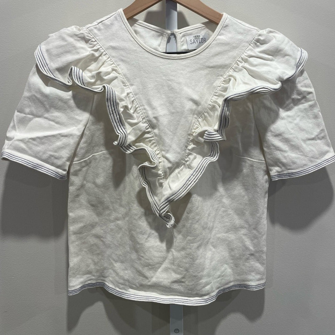 Saylor Harriette Denim Ruffle Sailor Top Size M